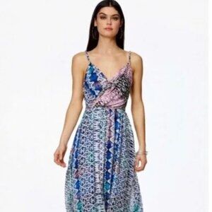 Ramy Brook Fatima Silk Animal Print Maxi High Low Dress 10 NWT